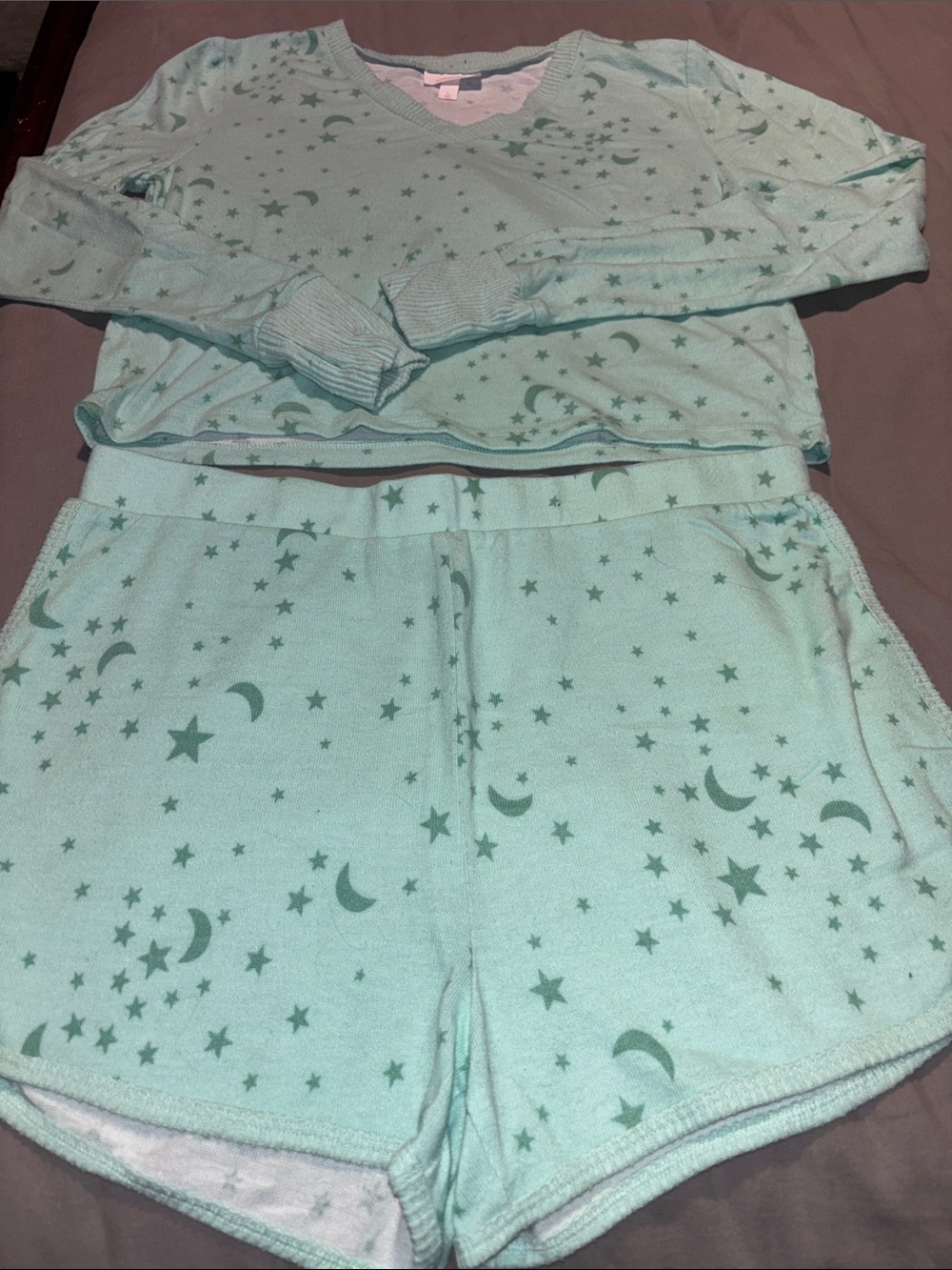 Colsie Mint Star & Moon Pajama Set SZ L